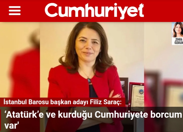 İstanbul Barosu Başkan Adayı Av. Filiz Saraç, Cumhuriyet’in Sorularını Yanıtladı